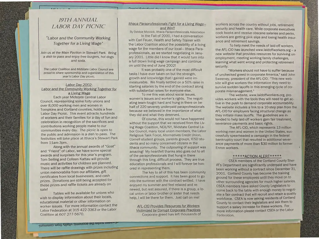 Photograph of a newsletter: Union City News, Midstate Central Labor Council, September 2002, page 2.