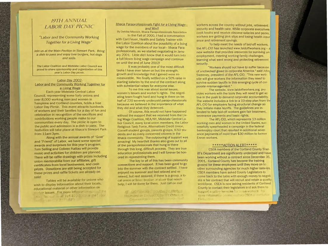 Photograph of a newsletter: Union City News, Midstate Central Labor Council, September 2002, copy 2, page 2.