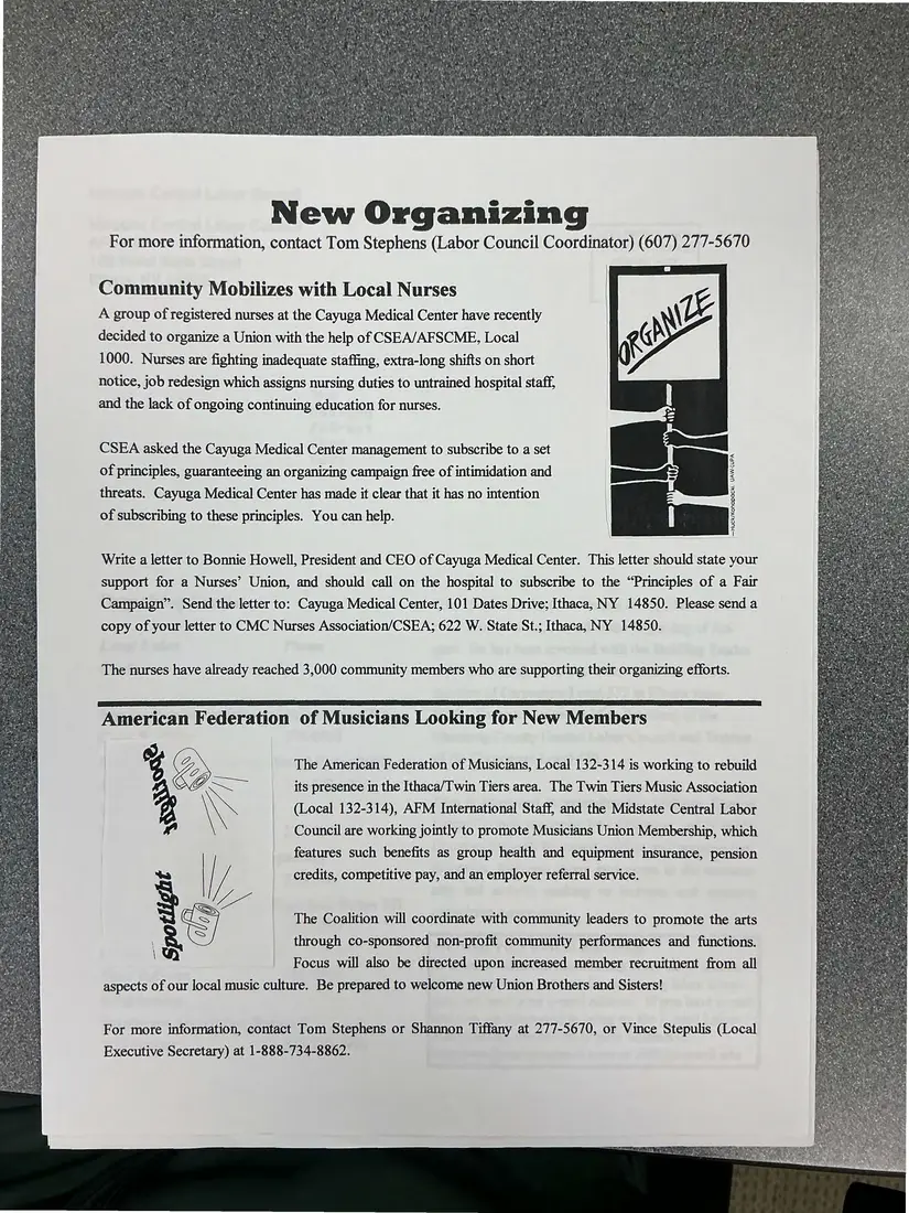 Photograph of a newsletter: The Working Press, Volume 1, Issue 7, November 1998, page 3.