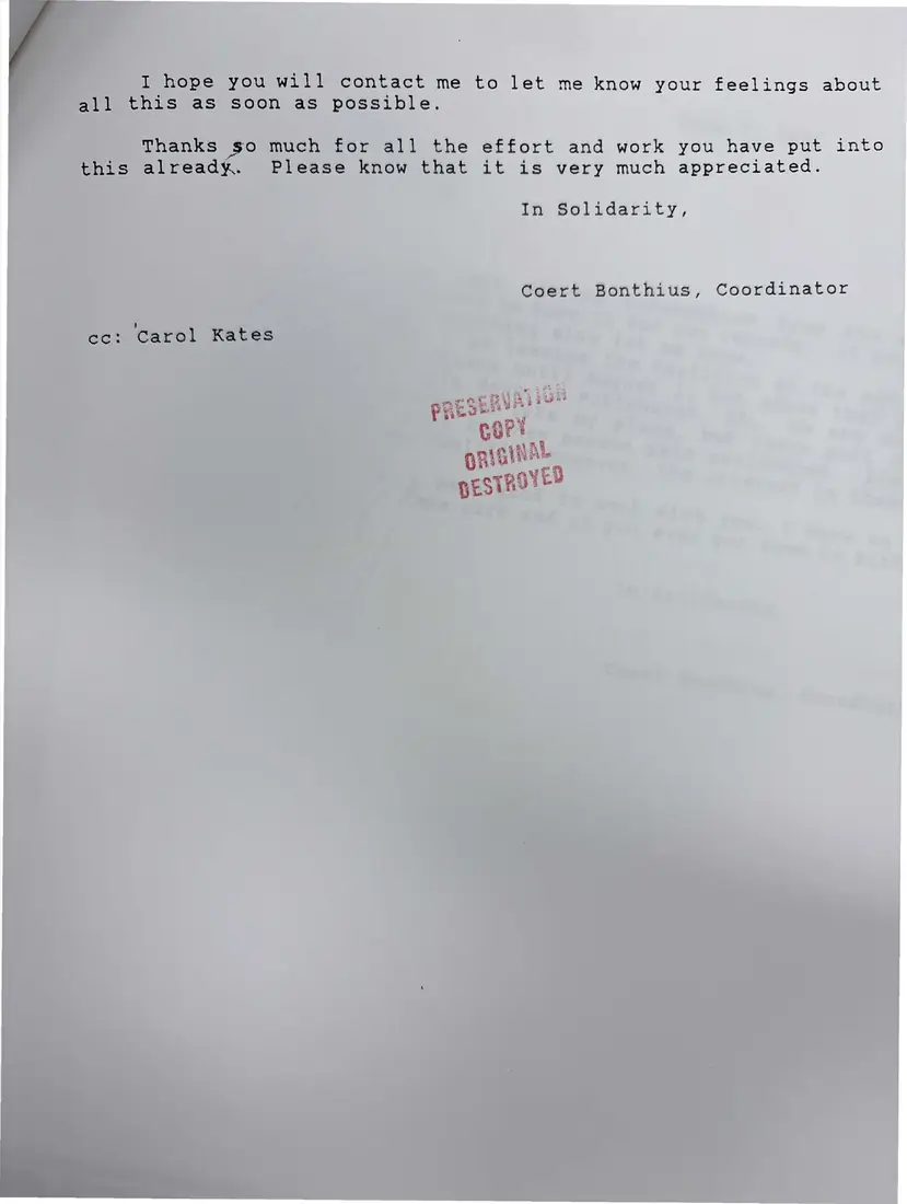Photograph of a letter: Coert Bonthius's closing letters on the Smith Corona case, June 7, 1991, page 2.
