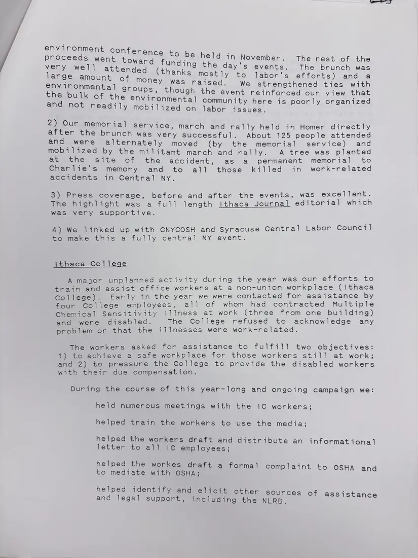 Photograph of a report: Health and Safety Program annual report, 1990–1991, page 5.