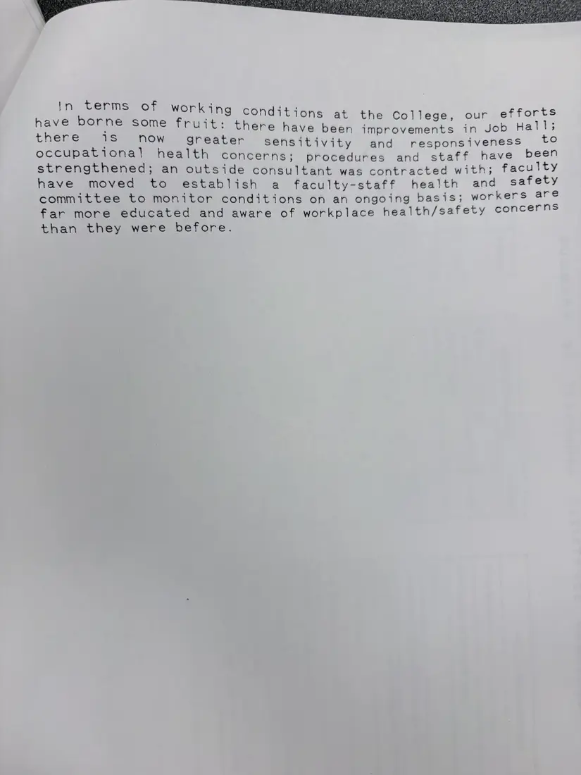 Photograph of a report: Health and Safety Program annual report, 1990–1991, page 6.