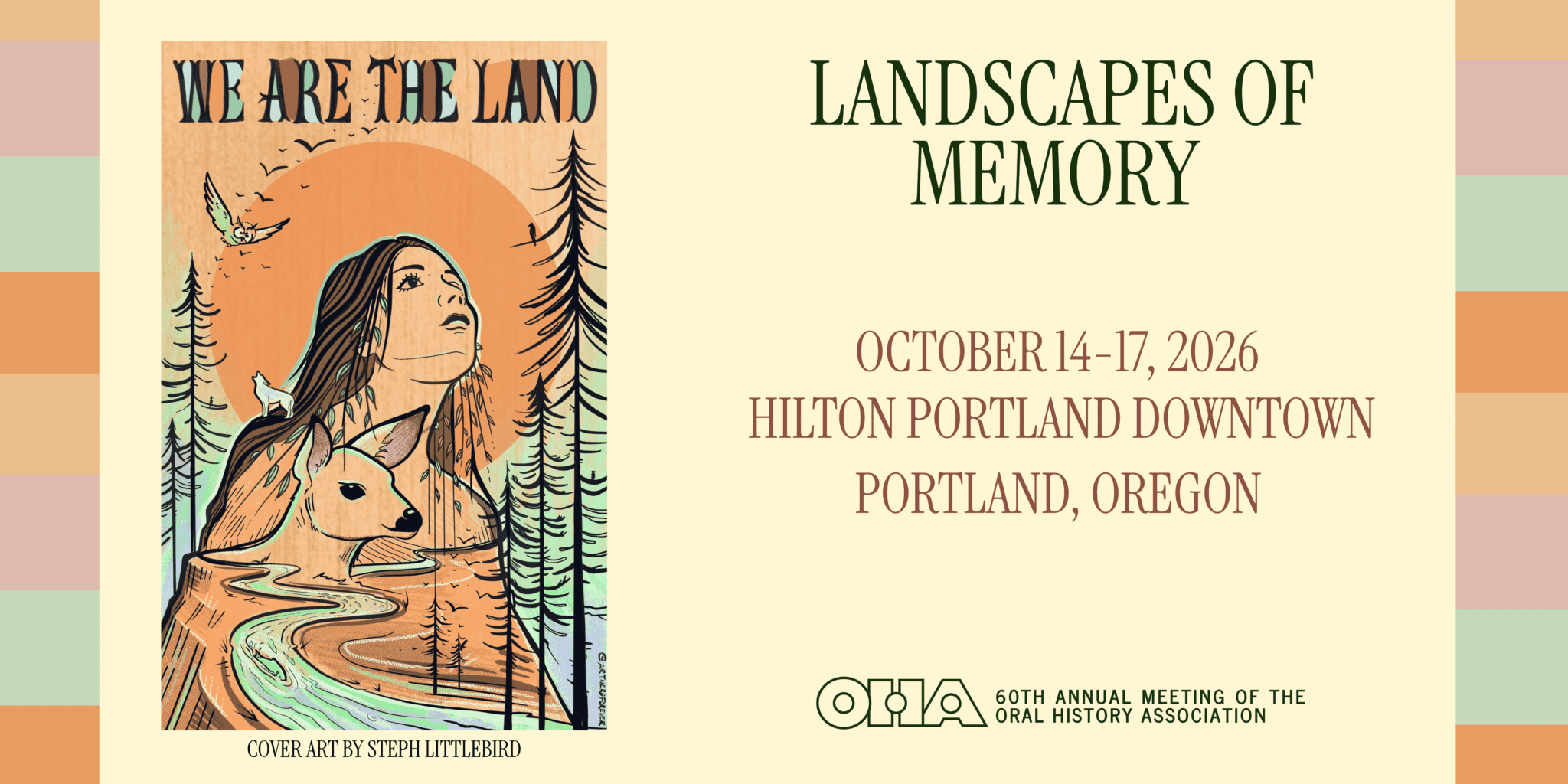 Landscapes of Memory, the official artwork for the 2026 Oral History Association Annual Meeting