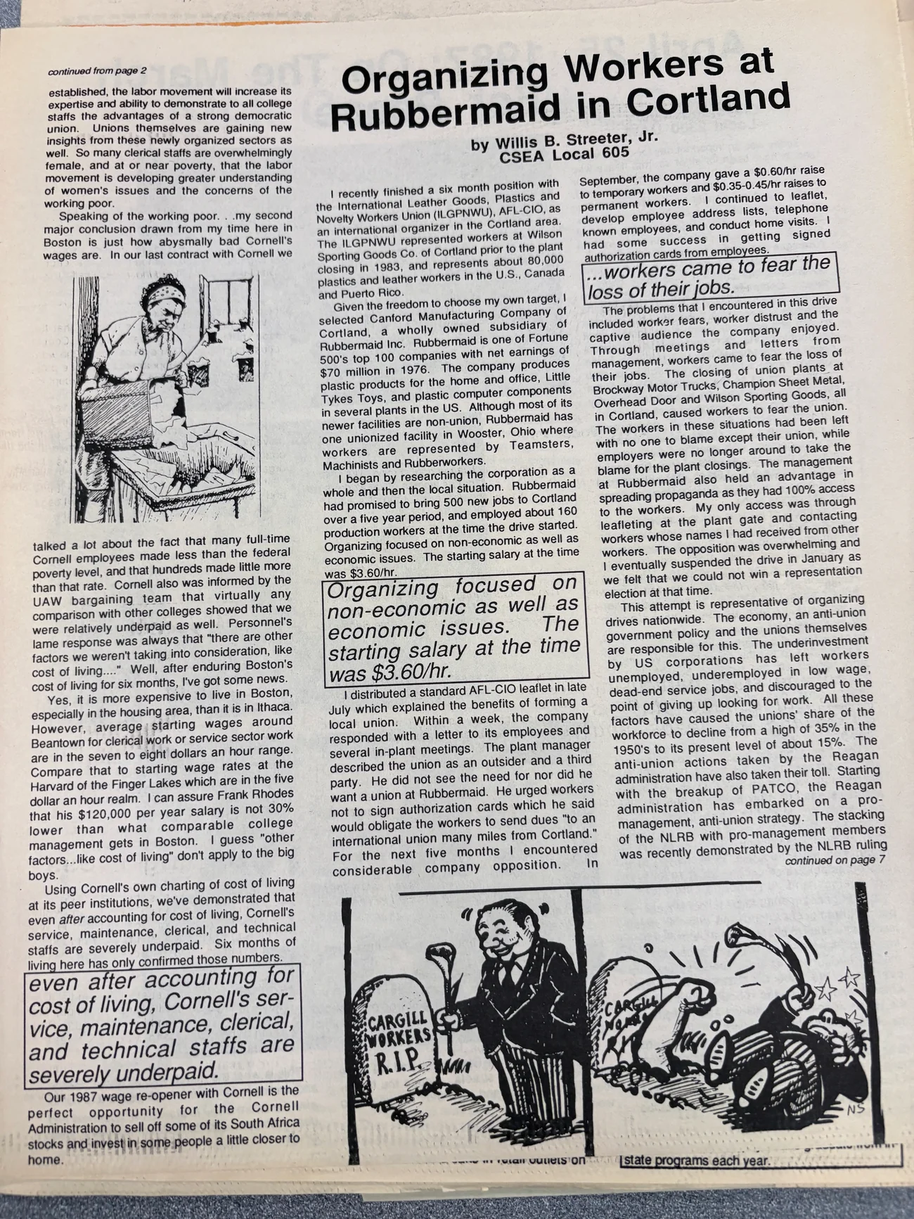Working Press article about organizing Rubbermaid workers in Cortland
