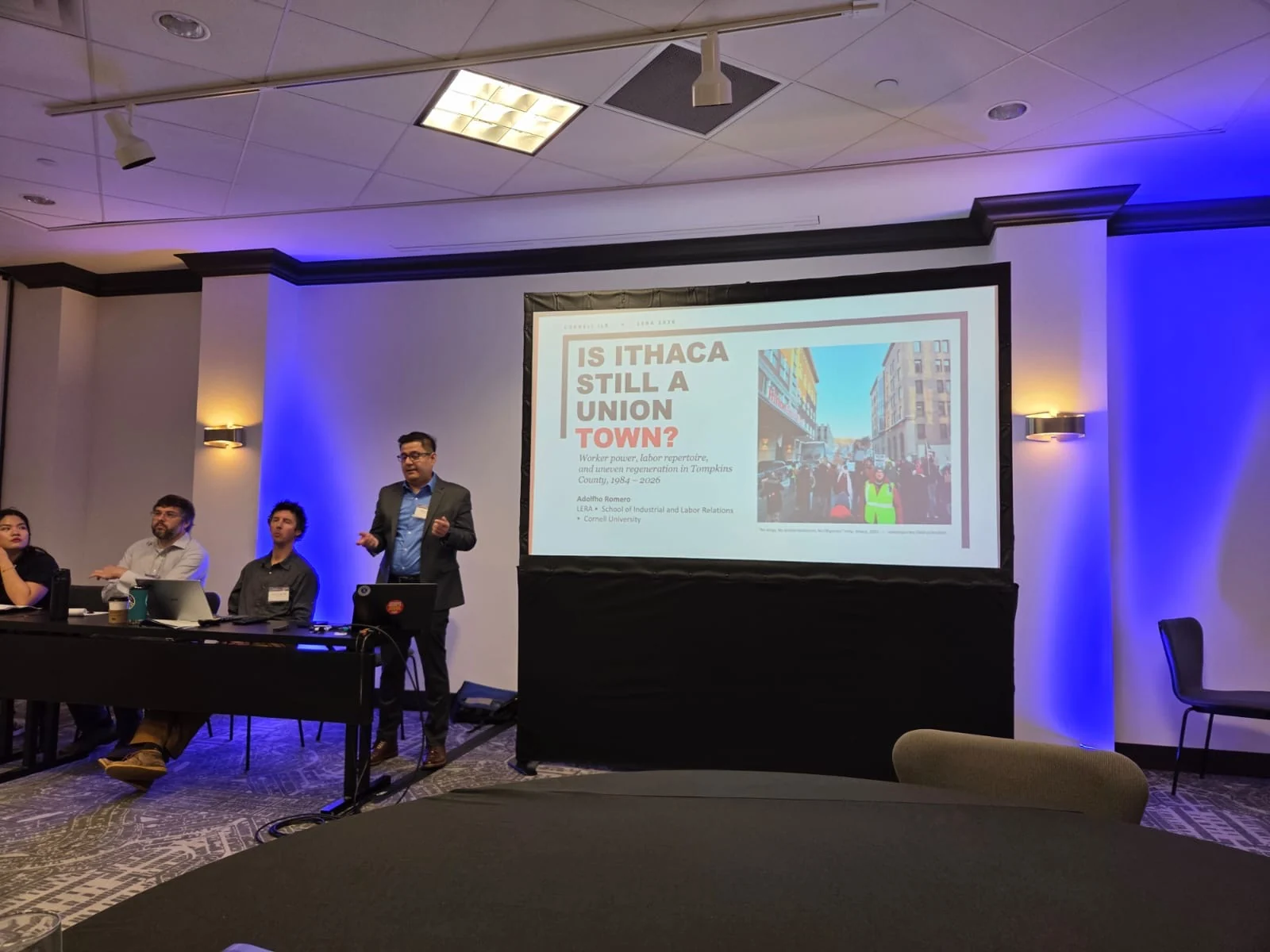 Adolfho Romero presenting Is Ithaca Still a Union Town at LERA 2026