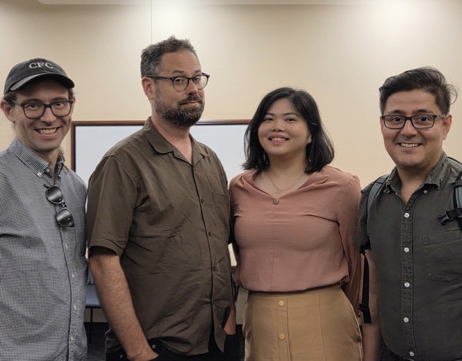 Adolfho Romero with members of the ILR Co-Lab minimum wage research team at the Tompkins County Public Library