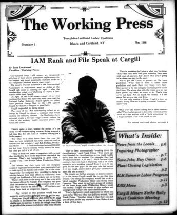Front page of The Working Press, May 1986